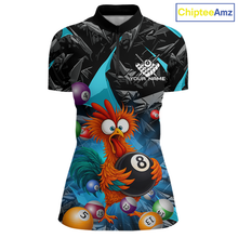 Load image into Gallery viewer, Custom Turquoise Funny Chicken 8 Ball &amp; 9 Ball Billiard Shirt for Women Billiard Team Jerseys NNT190