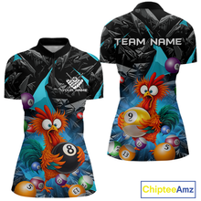 Load image into Gallery viewer, Custom Turquoise Funny Chicken 8 Ball &amp; 9 Ball Billiard Shirt for Women Billiard Team Jerseys NNT190