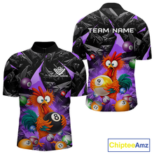 Load image into Gallery viewer, Custom Purple Funny Chicken 8 Ball &amp; 9 Ball Billiard Shirt for Men Billiard Team Jerseys NNT190