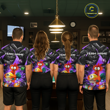 Load image into Gallery viewer, Custom Purple Funny Chicken 8 Ball &amp; 9 Ball Billiard Shirt for Men Billiard Team Jerseys NNT190