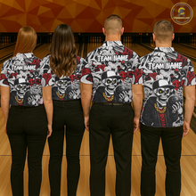 Load image into Gallery viewer, Custom Graffiti Skeleton Bowling Jersey for Women Bowling Team Shirts Bowling League Polo &amp; 1/4 Zip HNT378