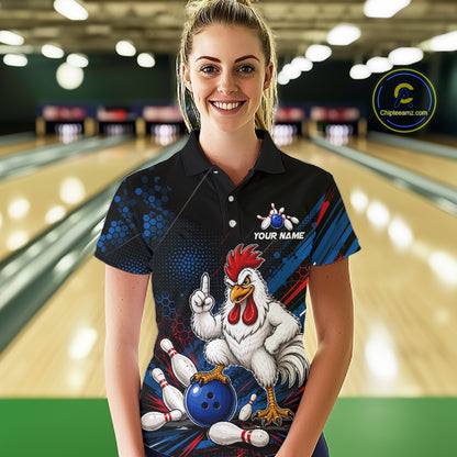 Custom Funny Chicken Bowling Jersey for Women Chicken Bowling Team Shirts Polo & 1/4 Zip HNT508