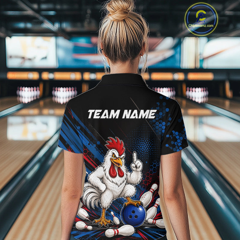 Custom Funny Chicken Bowling Jersey for Women Chicken Bowling Team Shirts Polo & 1/4 Zip HNT508