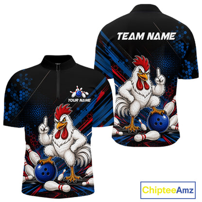 Custom Funny Chicken Bowling Jersey for Men Chicken Bowling Team Shirts Polo & 1/4 Zip HNT508