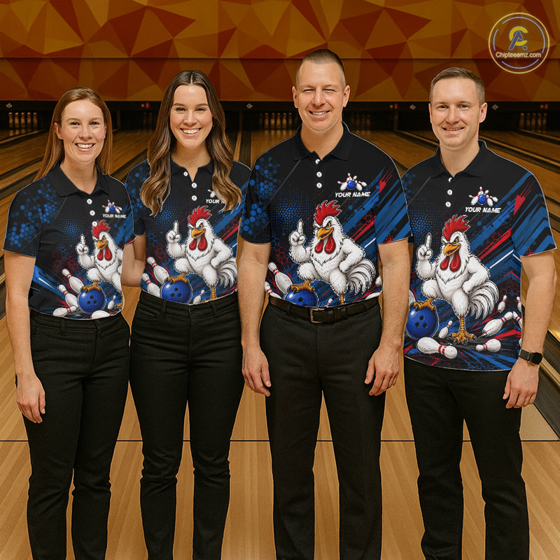 Custom Funny Chicken Bowling Jersey for Women Chicken Bowling Team Shirts Polo & 1/4 Zip HNT508
