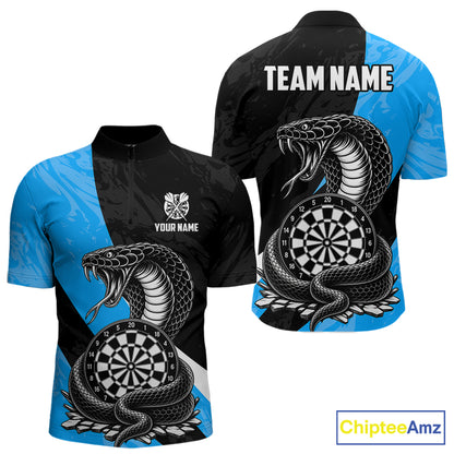 Custom Turquoise Cobra Snake Darts Shirt for Men Darts Team Jerseys Dartboard Shirt NNT294