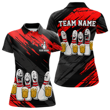 Load image into Gallery viewer, Custom Red Funny Bowling Tournament Jersey for Women Bowling Team Shirts Polo &amp; 1/4 Zip HNT178