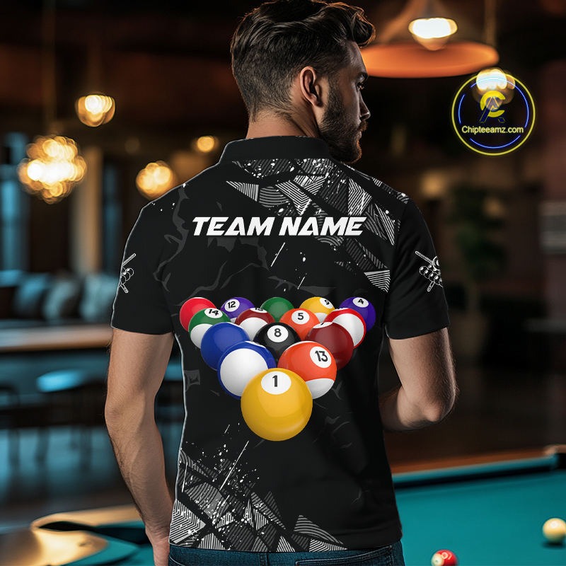 Custom Balls Billiard Shirts for Men Billiard League Billiard Team Shirts Polo & 1/4 Zip NNT104
