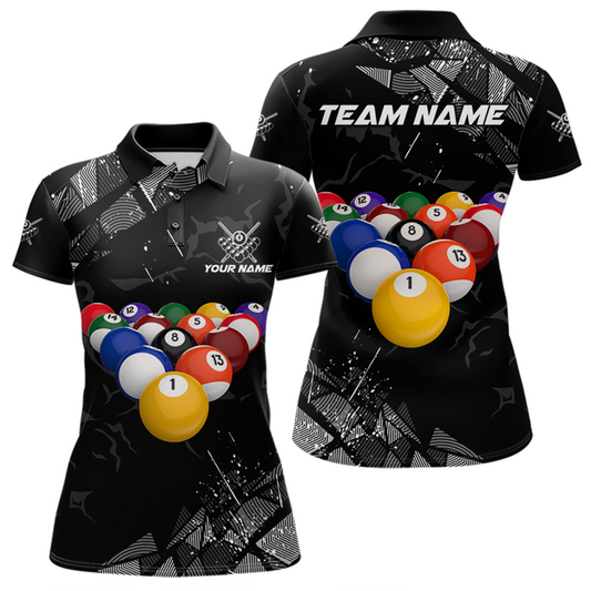 Custom Balls Billiard Shirts for Women Billiard League Billiard Team Shirts Polo & 1/4 Zip NNT104