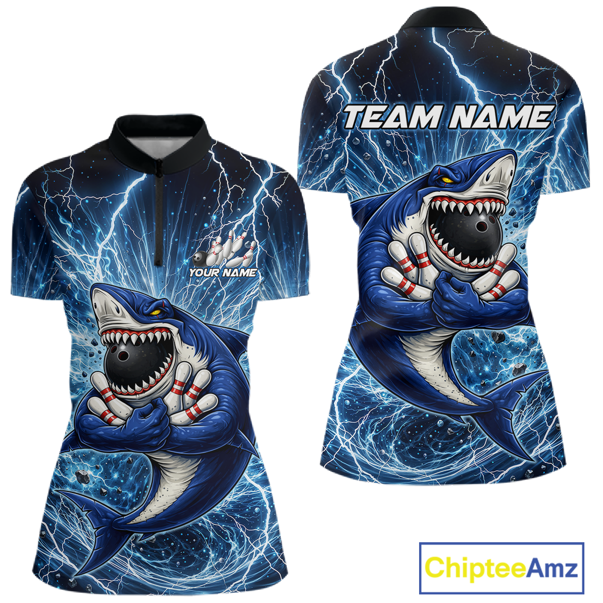 Custom Flame Shake Bowling Jersey for Women Polo & 1/4 Zip Bowling Team Shirts HNT223