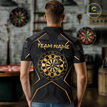 Load image into Gallery viewer, Custom Black Gold Dartboard Shirts Dart Shirt for Men Dart Team Jersey Dart League NNT178