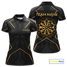 Load image into Gallery viewer, Custom Black Gold Dartboard Shirts Dart Shirt for Women Dart Team Jersey Dart League NNT178