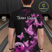 Load image into Gallery viewer, Custom Pink Galaxy Butterflies Bowling Shirt for Men Butterfly Bowling Team Jersey Bowling League HNT277