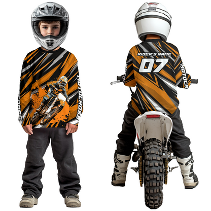 Custom Orange Youth Motocross Jersey Racing for Kid Men Women MX Dirt Bike Shirts UPF30+ DNT47