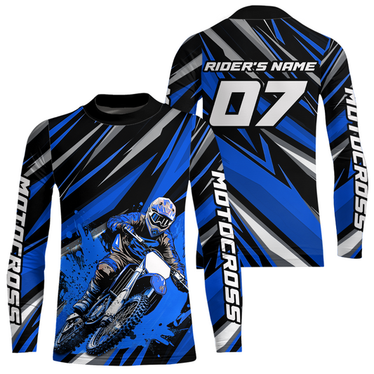 Custom Blue Youth Motocross Jersey Racing for Kid Men Women MX Dirt Bike Shirts UPF30+ DNT47