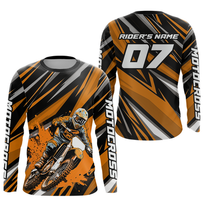 Custom Orange Youth Motocross Jersey Racing for Kid Men Women MX Dirt Bike Shirts UPF30+ DNT47