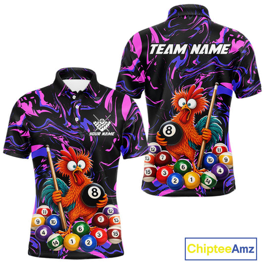 Custom Purple Chicken 8 Ball Billiard Shirt for Men Billiard Jerseys Team Billiard League NNT197