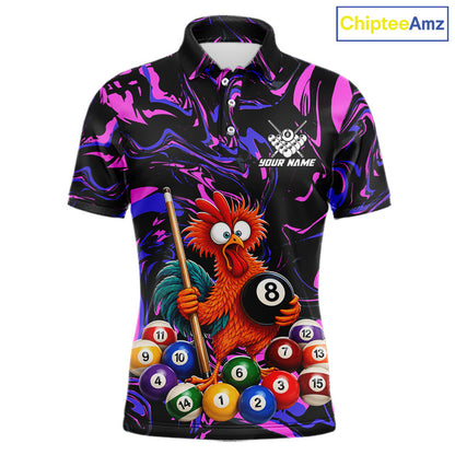 Custom Purple Chicken 8 Ball Billiard Shirt for Men Billiard Jerseys Team Billiard League NNT197