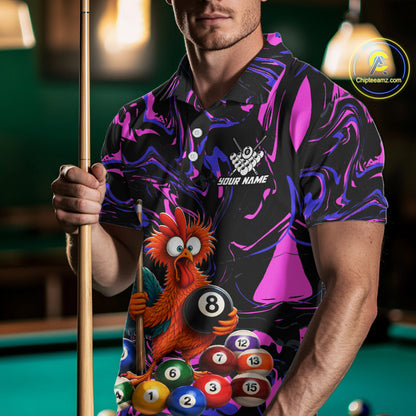 Custom Purple Chicken 8 Ball Billiard Shirt for Men Billiard Jerseys Team Billiard League NNT197