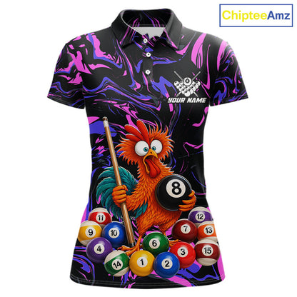 Custom Purple Chicken 8 Ball Billiard Shirt for Women Billiard Jerseys Team Billiard League NNT197