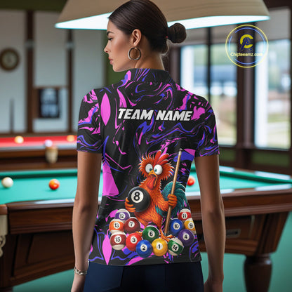 Custom Purple Chicken 8 Ball Billiard Shirt for Women Billiard Jerseys Team Billiard League NNT197