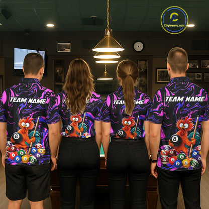 Custom Purple Chicken 8 Ball Billiard Shirt for Women Billiard Jerseys Team Billiard League NNT197