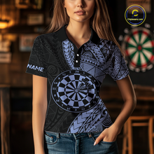 Load image into Gallery viewer, Custom Blue Tribal Dart Shirts for Women Dart Team Jersey Dartboard Gifts Polo &amp; 1/4 Zip NNT163