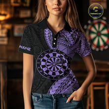 Load image into Gallery viewer, Custom Purple Tribal Dart Shirts for Women Dart Team Jersey Dartboard Gifts Polo &amp; 1/4 Zip NNT163