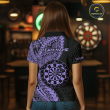 Load image into Gallery viewer, Custom Purple Tribal Dart Shirts for Women Dart Team Jersey Dartboard Gifts Polo &amp; 1/4 Zip NNT163