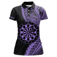 Load image into Gallery viewer, Custom Purple Tribal Dart Shirts for Women Dart Team Jersey Dartboard Gifts Polo &amp; 1/4 Zip NNT163