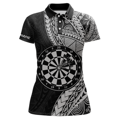 Custom White Tribal Dart Shirts for Women Dart Team Jersey Dartboard Gifts Polo & 1/4 Zip NNT163