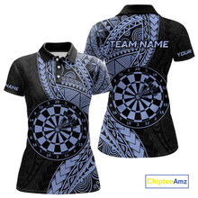Load image into Gallery viewer, Custom Blue Tribal Dart Shirts for Women Dart Team Jersey Dartboard Gifts Polo &amp; 1/4 Zip NNT163