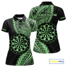 Load image into Gallery viewer, Custom Green Tribal Dart Shirts for Women Dart Team Jersey Dartboard Gifts Polo &amp; 1/4 Zip NNT163