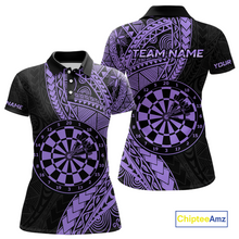Load image into Gallery viewer, Custom Purple Tribal Dart Shirts for Women Dart Team Jersey Dartboard Gifts Polo &amp; 1/4 Zip NNT163