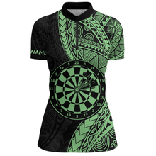 Load image into Gallery viewer, Custom Green Tribal Dart Shirts for Women Dart Team Jersey Dartboard Gifts Polo &amp; 1/4 Zip NNT163