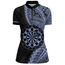 Load image into Gallery viewer, Custom Blue Tribal Dart Shirts for Women Dart Team Jersey Dartboard Gifts Polo &amp; 1/4 Zip NNT163