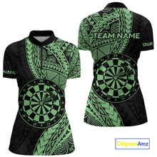 Load image into Gallery viewer, Custom Green Tribal Dart Shirts for Women Dart Team Jersey Dartboard Gifts Polo &amp; 1/4 Zip NNT163