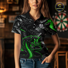 Load image into Gallery viewer, Green Custom Cobra Snake Dart Shirts for Women Dart Team Jersey Dartboard Gifts Polo &amp; 1/4 Zip NNT162