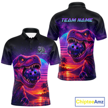 Load image into Gallery viewer, Custom Retro Galaxy Dinosaur Bowling Jersey for Men Bowling Shirts for Team Polo &amp; 1/4 Zip HNT245