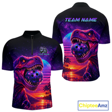 Load image into Gallery viewer, Custom Retro Galaxy Dinosaur Bowling Jersey for Men Bowling Shirts for Team Polo &amp; 1/4 Zip HNT245