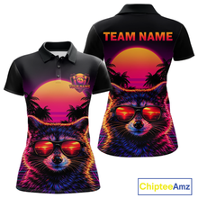 Load image into Gallery viewer, Custom Funny Raccoon Retro Sunset Bowling Jersey for Women Bowling Uniform Bowling Team Shirts HNT280