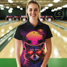 Load image into Gallery viewer, Custom Funny Raccoon Retro Sunset Bowling Jersey for Women Bowling Uniform Bowling Team Shirts HNT280