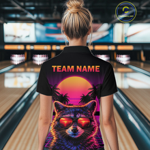 Load image into Gallery viewer, Custom Funny Raccoon Retro Sunset Bowling Jersey for Women Bowling Uniform Bowling Team Shirts HNT280