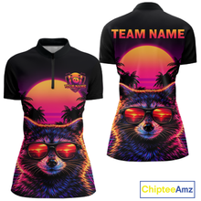 Load image into Gallery viewer, Custom Funny Raccoon Retro Sunset Bowling Jersey for Women Bowling Uniform Bowling Team Shirts HNT280