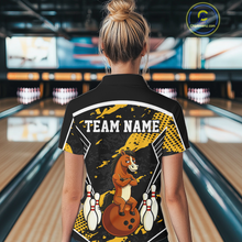 Load image into Gallery viewer, Custom Yellow Funny Horse Bowling Tournament Jersey for Women Bowling Team Shirts Polo &amp; 1/4 Zip HNT180