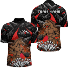 Load image into Gallery viewer, Custom Red Funny Horse Bowling Jersey for Men Bowling Team Shirts Bowling League Polo &amp; 1/4 Zip HNT183