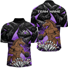 Load image into Gallery viewer, Custom Purple Funny Horse Bowling Jersey for Men Bowling Team Shirts Bowling League Polo &amp; 1/4 Zip HNT183
