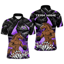 Load image into Gallery viewer, Custom Purple Funny Horse Bowling Jersey for Men Bowling Team Shirts Bowling League Polo &amp; 1/4 Zip HNT183