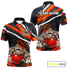 Load image into Gallery viewer, Custom Orange Raccoon Funny Bowling Jersey for Men Bowling Team Shirts Polo &amp; 1/4 Zip HNT247