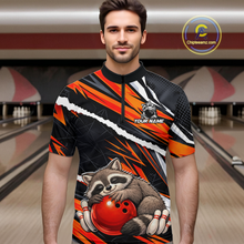 Load image into Gallery viewer, Custom Orange Raccoon Funny Bowling Jersey for Men Bowling Team Shirts Polo &amp; 1/4 Zip HNT247